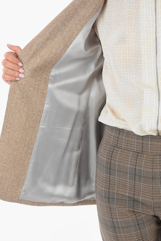 Blazer Foderato in Herringbone di Lana con Revers Classico