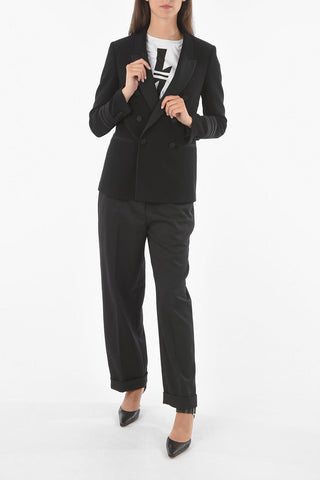 Lined DOUBLE TUXEDO Double Breasted Blazer With Vest