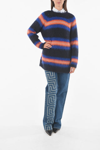 Striped Fuzzy Sweater Dress