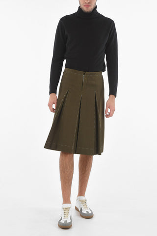 MM10 Wool Pleated Skort with Visible Stitchings