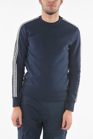 Crewneck Sweater With Logogoed Bands On Sleeves