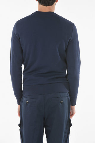 Crewneck Sweater With Logogoed Bands On Sleeves