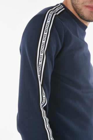 Crewneck Sweater With Logogoed Bands On Sleeves