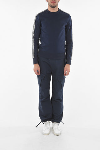 Crewneck Sweater With Logogoed Bands On Sleeves