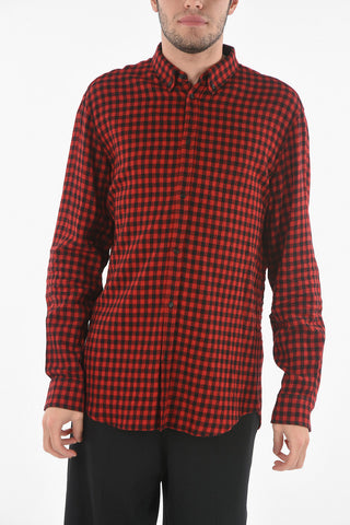 Camicia In Misto Lana Con Motivo Gingham
