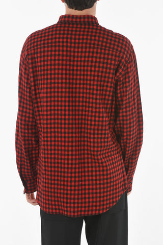 Camicia In Misto Lana Con Motivo Gingham