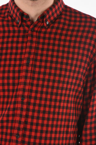 Camicia In Misto Lana Con Motivo Gingham