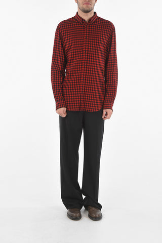 Camicia In Misto Lana Con Motivo Gingham