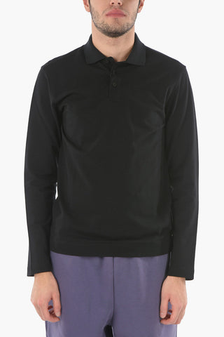 ZZEGNA Long-sleeved Stretch Cotton Polo