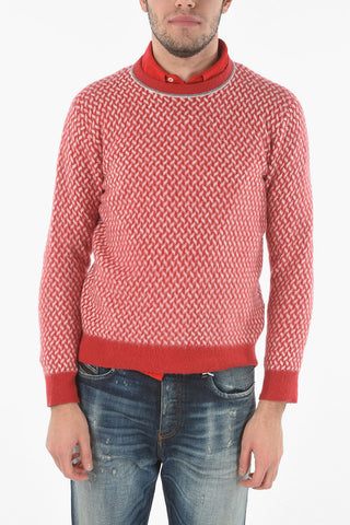 Maglia Girocollo in Chevron di Misto Lana