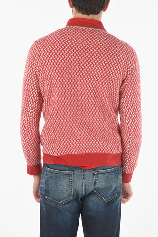 Maglia Girocollo in Chevron di Misto Lana