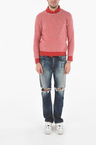 Wool-blend Chevron Crew-neck Sweater