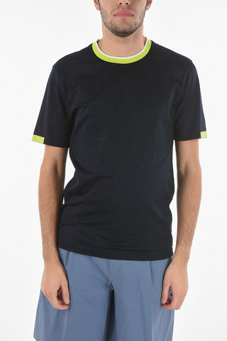T-shirt Girocollo MERCERISED Con Bande Neon A Contrasto