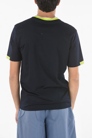 T-shirt Girocollo MERCERISED Con Bande Neon A Contrasto