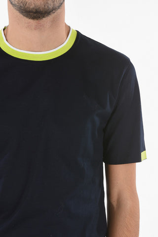 T-shirt Girocollo MERCERISED Con Bande Neon A Contrasto
