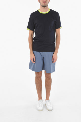 T-shirt Girocollo MERCERISED Con Bande Neon A Contrasto