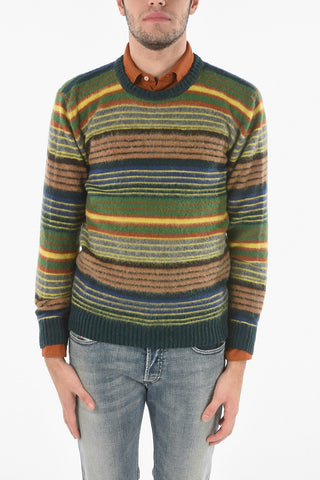 Virgin Wool-blend Crew-neck Sweater in Unbalanced Stripe