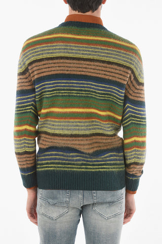 Virgin Wool-blend Crew-neck Sweater in Unbalanced Stripe
