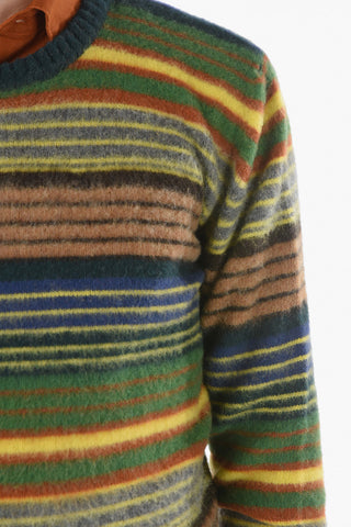 Virgin Wool-blend Crew-neck Sweater in Unbalanced Stripe