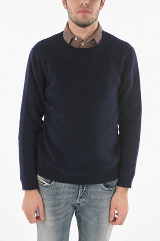 Crewneck Sweater with Distressed Patches 