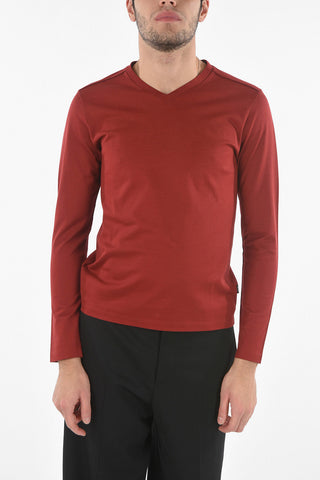 V-neck SLIM FIT MERCERISED Sweater