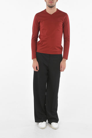 V-neck SLIM FIT MERCERISED Sweater