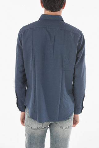 Flannel Shirt with Spread Collar