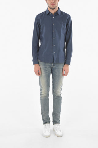 Flannel Shirt with Spread Collar