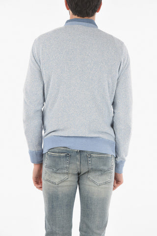 Crewneck sweater with Contrasting Hems