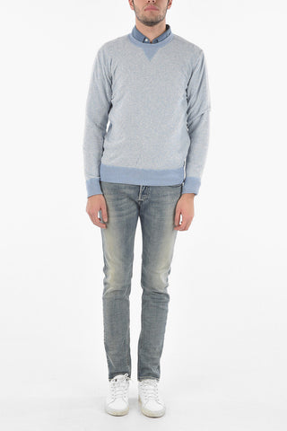 Crewneck sweater with Contrasting Hems