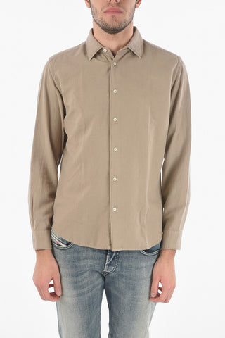 Flannelette Cotton Shirt with Spread Collar