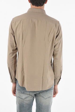 Flannelette Cotton Shirt with Spread Collar