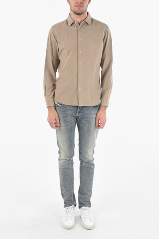 Flannelette Cotton Shirt with Spread Collar