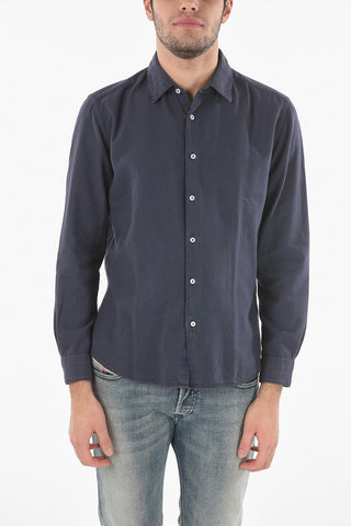 Flanel Cotton Shirt with Spread Collar