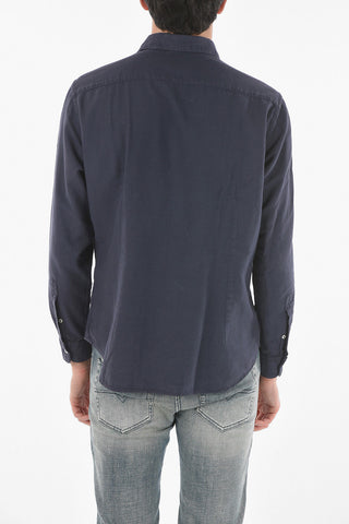 Flanel Cotton Shirt with Spread Collar