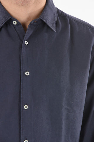 Flanel Cotton Shirt with Spread Collar