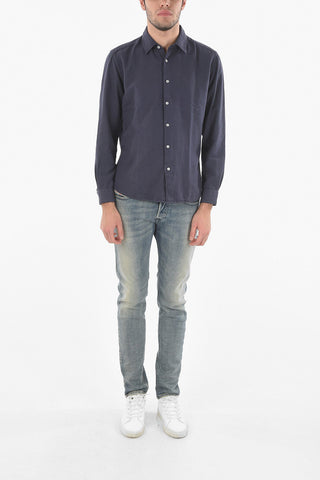 Flanel Cotton Shirt with Spread Collar