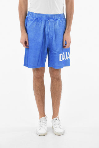 Shorts in Jersey Spalmato con Logo