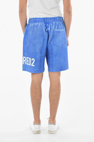 Shorts in Jersey Spalmato con Logo