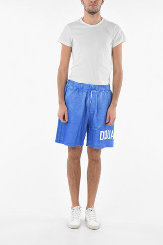Shorts in Jersey Spalmato con Logo