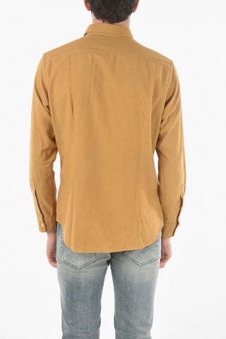 Flannel Shirt with Spread Collar