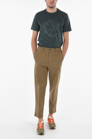 Pantaloni Chino Tapered Cropped Fit in Cotone Stretch