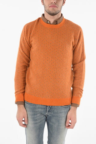 Jacquard Crew neck sweater with Geometric Pattern