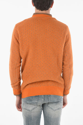 Jacquard Crew neck sweater with Geometric Pattern