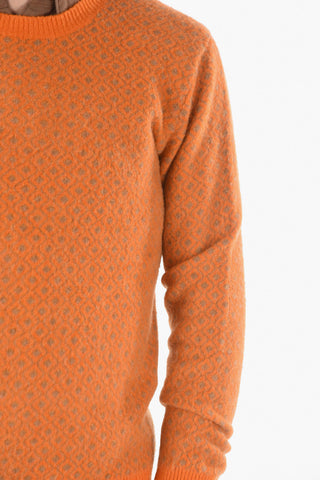 Jacquard Crew neck sweater with Geometric Pattern