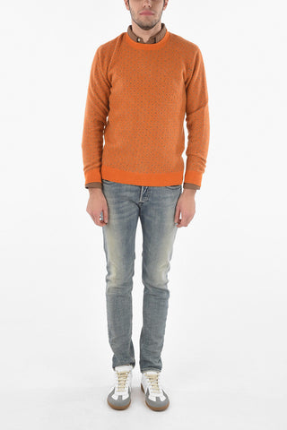 Jacquard Crew neck sweater with Geometric Pattern