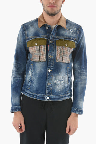 Houndstooth Pocket Saharan Denim Jacket