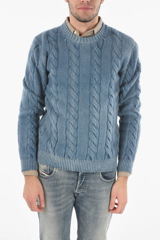 Cable-knit Virgin Wool Crew-neck Sweater