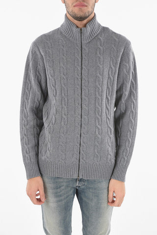 Aran Cashmere-blend Cardigan with Zip Fastening
