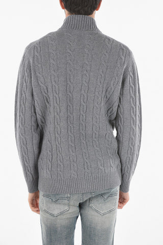 Aran Cashmere-blend Cardigan with Zip Fastening